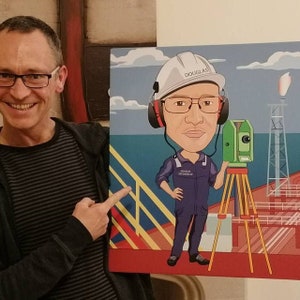 Regalo de agrimensor: retrato caricaturesco personalizado a partir de su foto