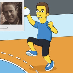 Handball Spieler Geschenk Cartoon Portrait vom Foto / Dodgeball Spieler Geschenk / Handball Trainer Geschenk / Handball Kunst / Handball Geschenk
