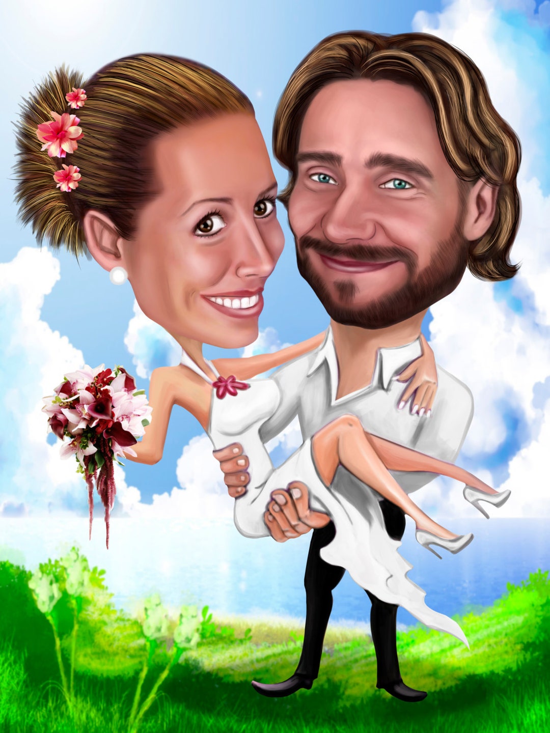 Wedding Caricature From Your Photo, Wedding Cartoon, Personalize