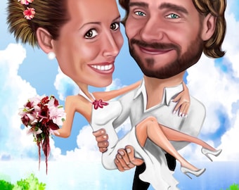 Caricatura de boda a partir de tu foto, caricatura de boda, personalizar pareja de novios, ilustración de boda, retrato de boda