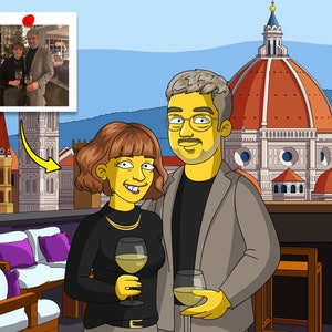 Florence Gift - Custom Yellow Cartoon Portrait van Photo, Florence poster, Firenze
