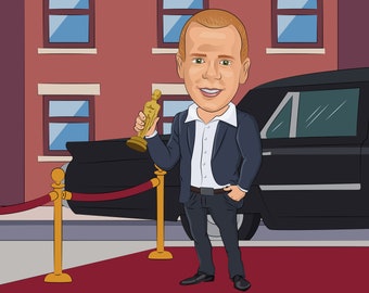 Cadeau acteur: aangepast karikatuurportret van jouw foto