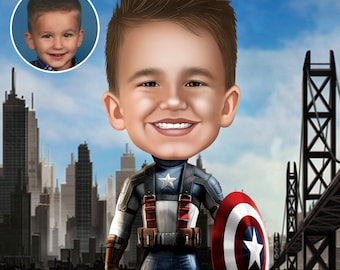 Regalo de súper niño: retrato personalizado a partir de una foto / súper niño / regalo de súper niño / hermano superhéroe