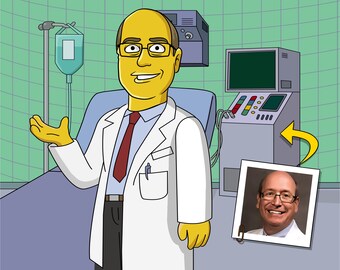 Doctor retirement gift - custom cartoon portrait / physician retirement / retired doctor gift / nurse retirement gift / medical retirement