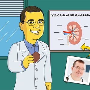 Nephrologist Gift - Custom Cartoon Portrait / nephrology gift / kidney doctor / dialysis technician