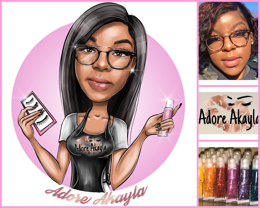 Lip Gloss Business Logo Custom Cartoon Portrait for Your Business Logo / Lip Logo / Lip Gloss
