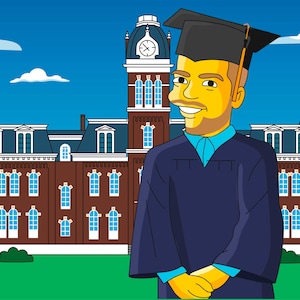College graduation gift for him - Custom Portrait as Cartoon Character / college student gift