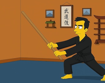 Ninjutsu Gift - Custom Portrait from Photo as Yellow Character, japanese martial arts