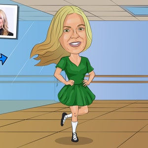 Irish Tap Dancer Gift - Custom Caricature From Photo, Irish Dancer, Irish Tap Dance gift
