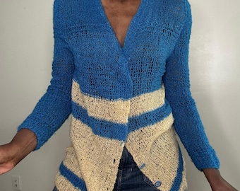 Vintage Handknit Lightweight Cardigan Sweater Size Medium