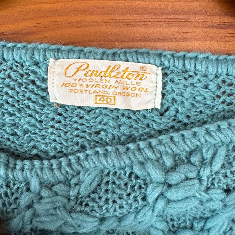 Vintage 50s 60s Pendleton Diamond Stitch Wool Sweater Size 40 image 4