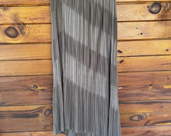Pleats Please Issey Miyake Plisse Asymmetric High Waist Midi Brown Skirt Size 4