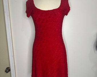 Vintage 1990s All that Jazz Hearts Babydoll Mini Dress – Cherry Red Grunge Size Medium