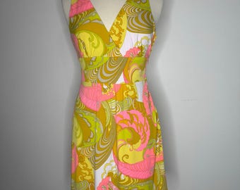 Vintage 90s Y2K Laundry Shelli Segal Pucciesque Psychedelic Print Jersey Dress Size 4
