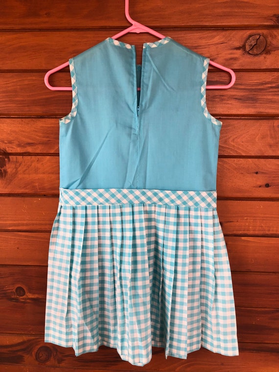 Vintage 50 60s Girls Gingham Pleated dress with M… - image 4