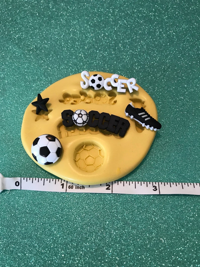 Soccer Sports Silicone Mold Gumpaste Fondant Cake Decorating Etsy