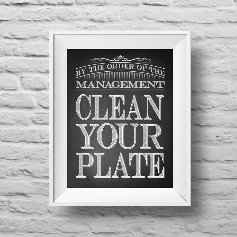 CLEAN YOUR PLATE unframed art print Typographic poster Etsy