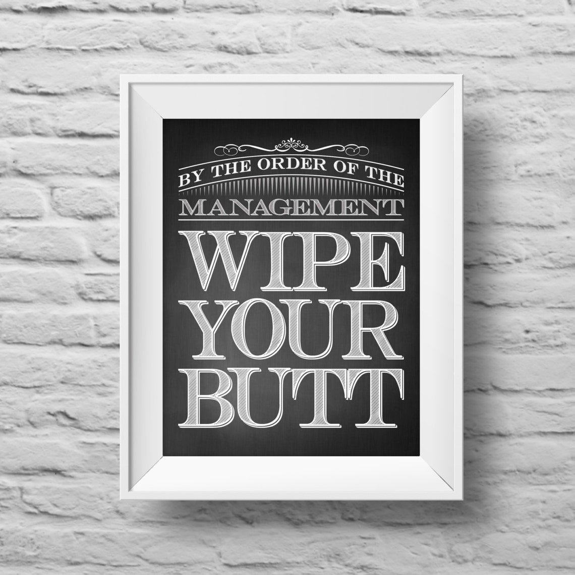 WIPE YOUR BUTT unframed art print Typographic poster Etsy