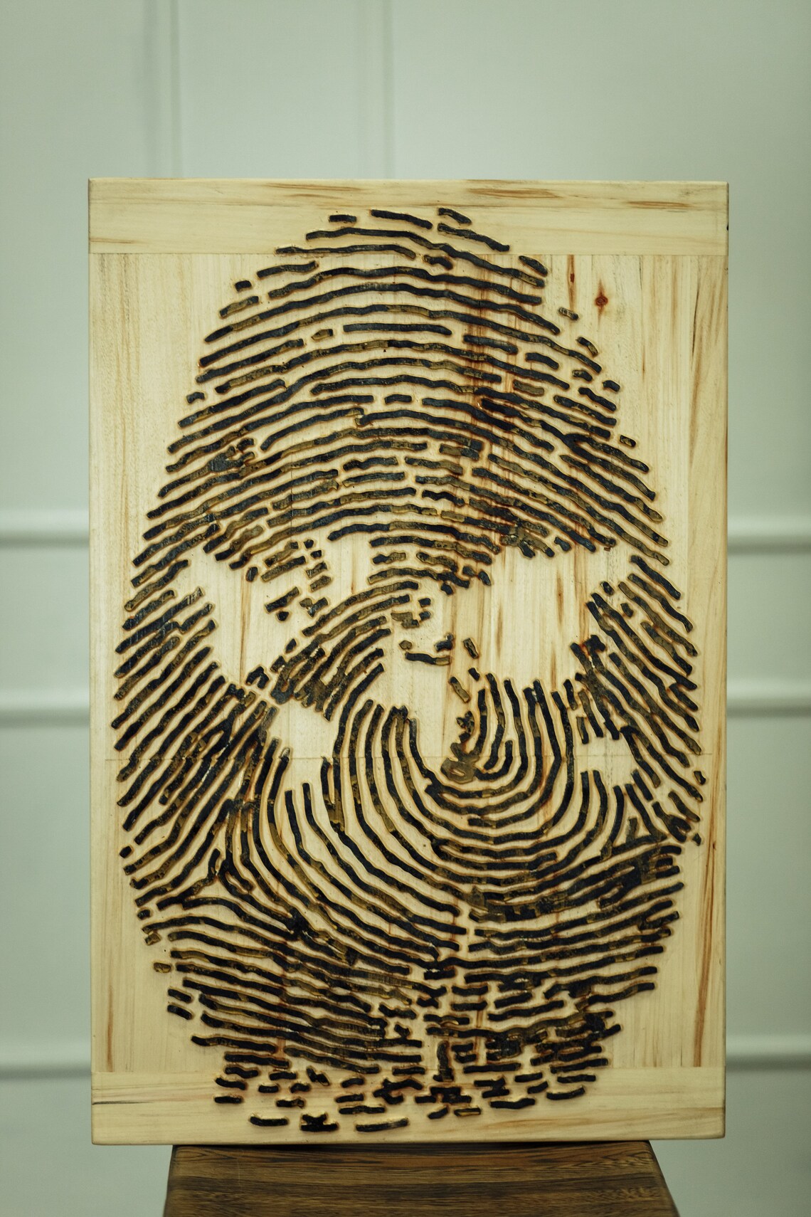 Fingerprint Wall Art Carved Wooden Wall Hanging for a Modern Etsy