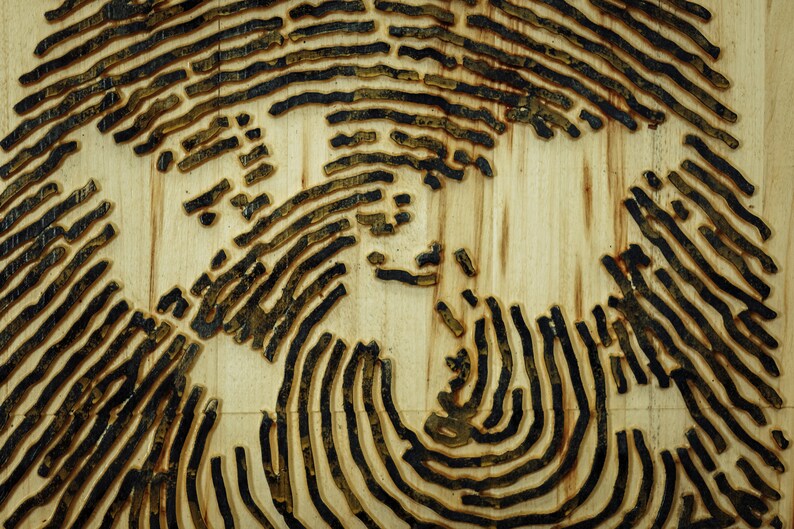 Fingerprint Wall Art Carved Wooden Wall Hanging for a Modern Etsy