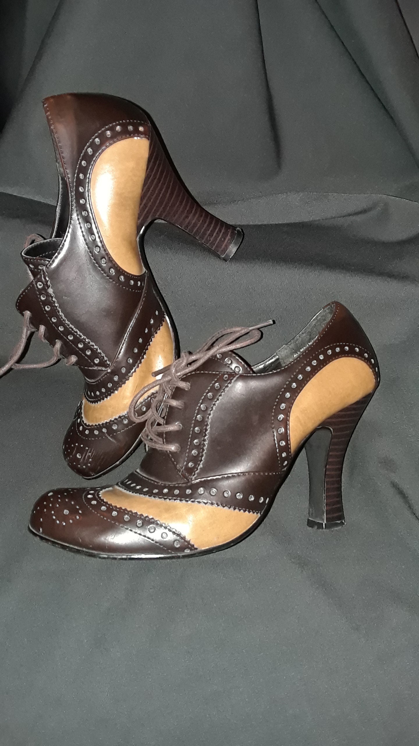 high heel saddle shoes