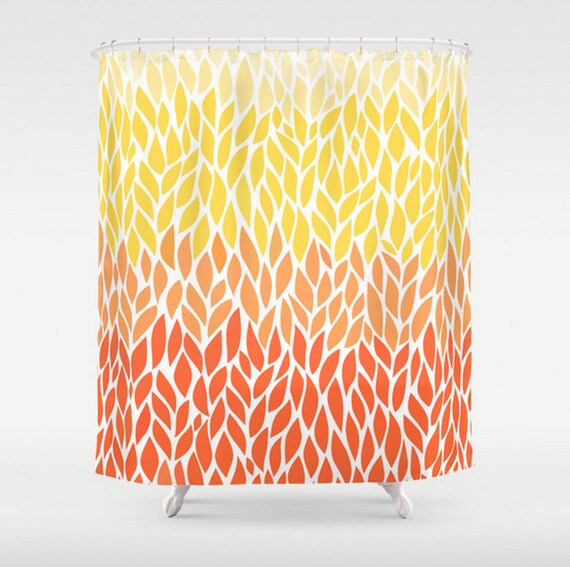 Orange Yellow Ombre Leaf Shower Curtain Leaf Design Pale Etsy