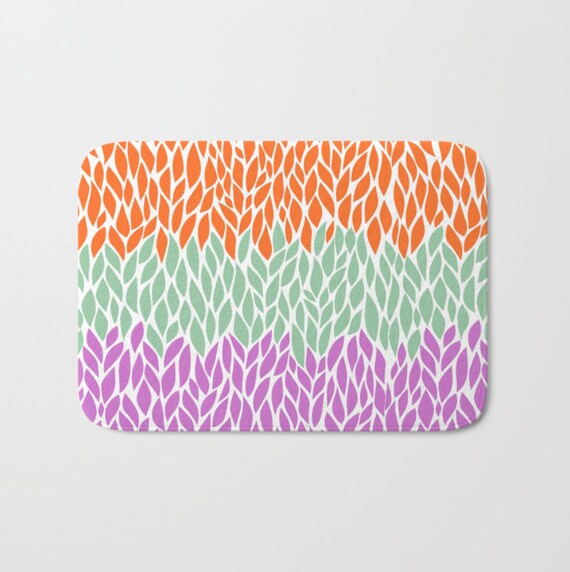 Bath Mat Orange Green Purple Leaf Design Pattern Rug Home - Purple And Green Bath Rug Bath Mat Orange Green Purple Leaf Design Pattern Rug Home - Purple And Green Bath Rug