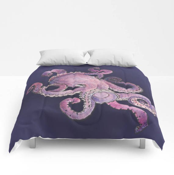 Octopus Comforter Sea Animal Purple Twin Xl Full Queen King Image 0