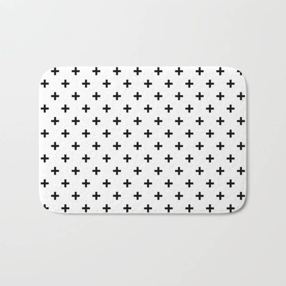 Swiss Cross Bath Mat Large Bath Mats Black And White Bath Mat Etsy