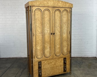 Burlwood and Brass Armoire - On Sale
