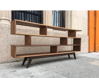 Handcrafted Staggered Bookcase in Walnut