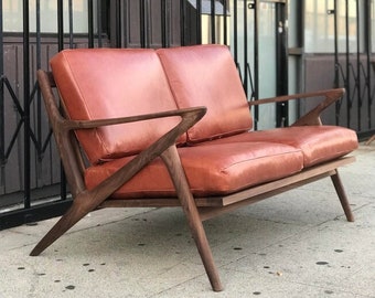 Custom Z Loveseat in Terracotta Leather