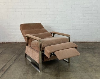 Mid Century Blush and Chrome Recliner by Bradington Young - On Sale
