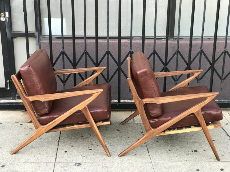 Custom Pair of Z Chairs in Merlot Leather Etsy