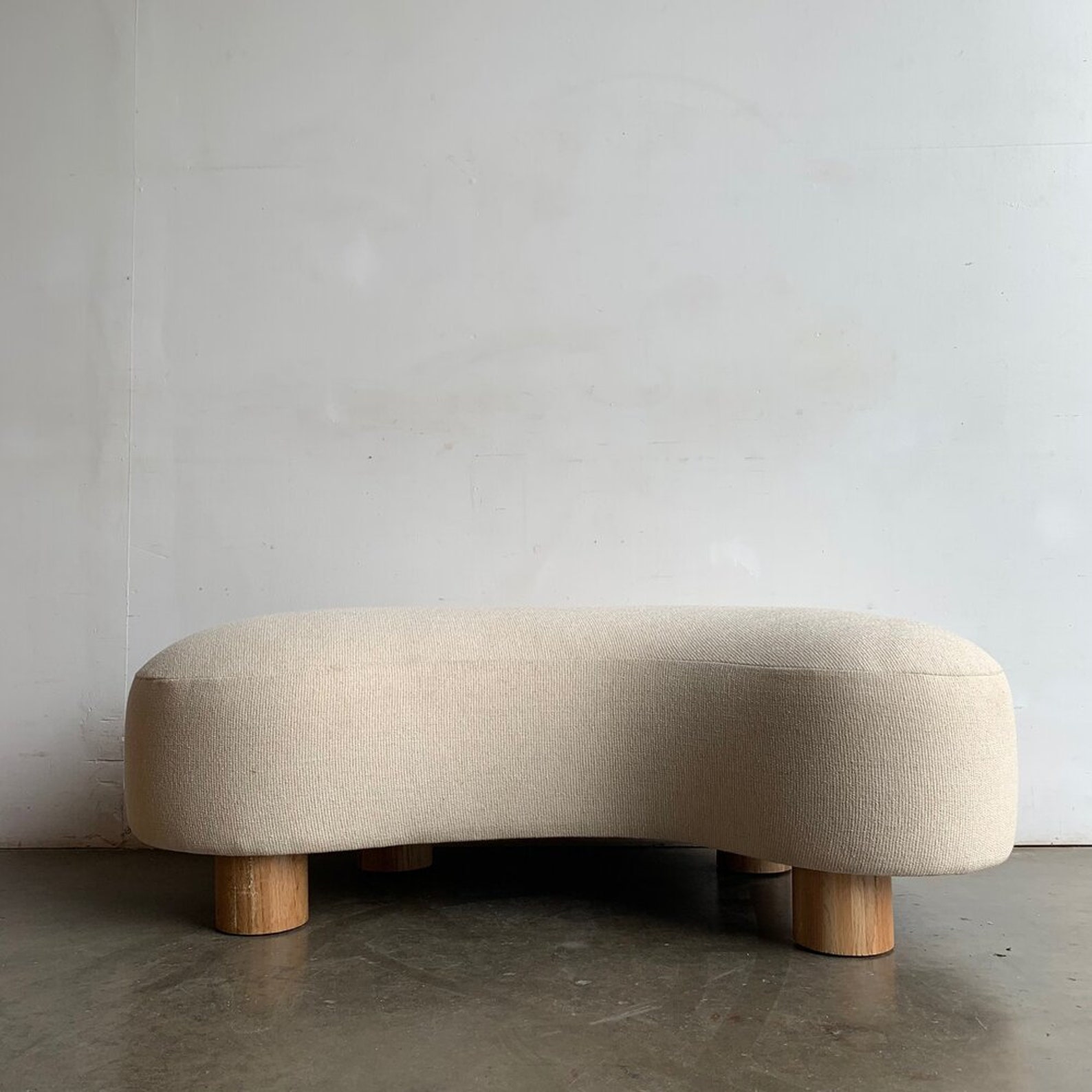 Kidney Ottoman With Oak Legs Etsy
