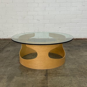 Contemporary Bentwood & Glass Coffee Table image 1
