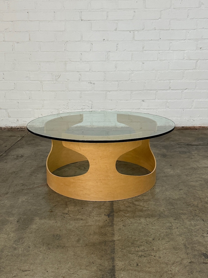 Contemporary Bentwood & Glass Coffee Table image 1