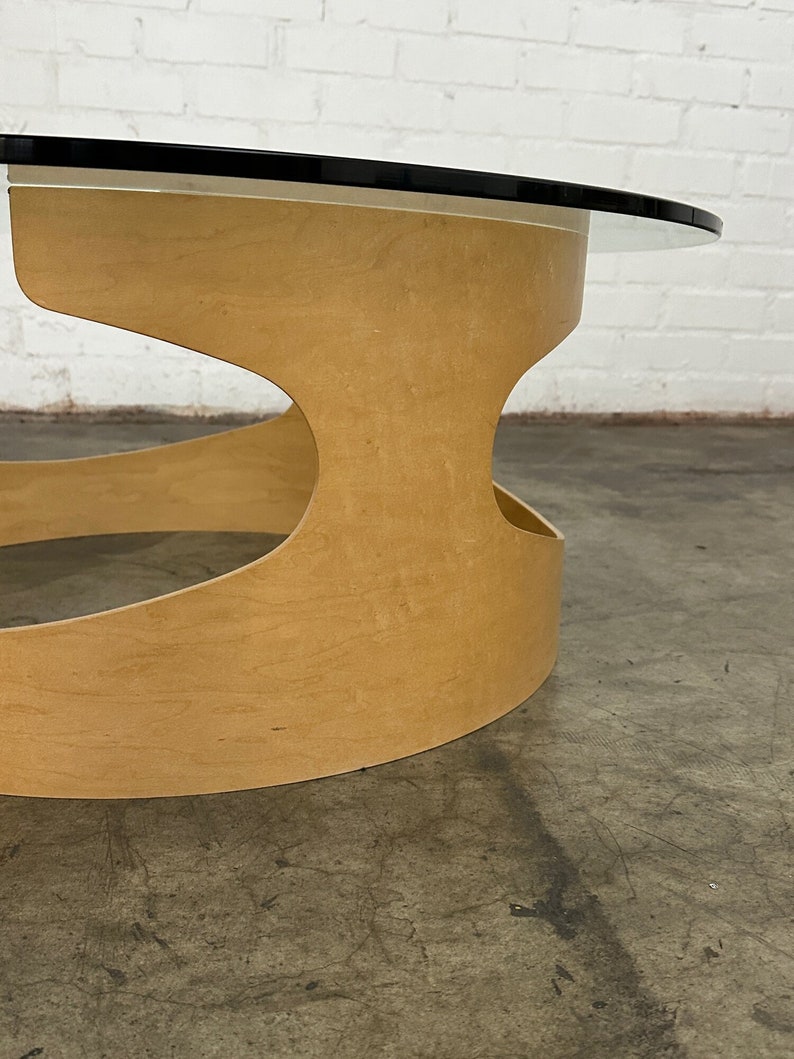 Contemporary Bentwood & Glass Coffee Table image 5