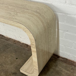 Faux Travertine scroll console table image 10