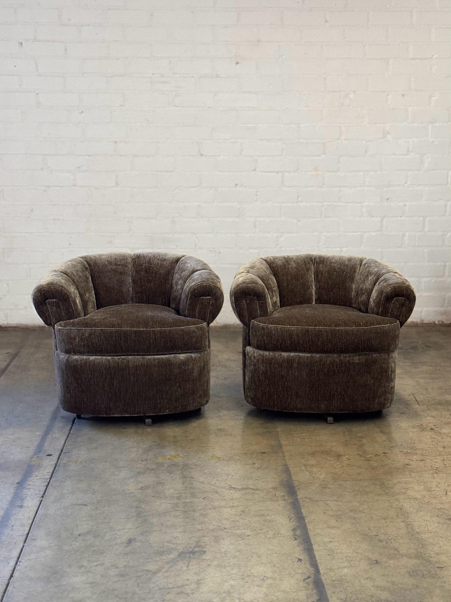 Swivel Mid Century Loungers - Pair