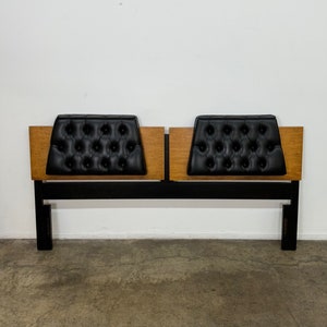 Black vinyl and burl-wood headboard On Sale image 1