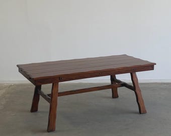 1940's Trestle Dining Table with Leaf Extensions