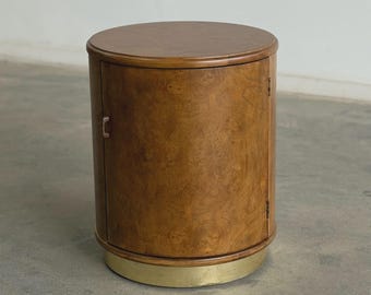 Vintage Drum Burl & Brass Nightstand