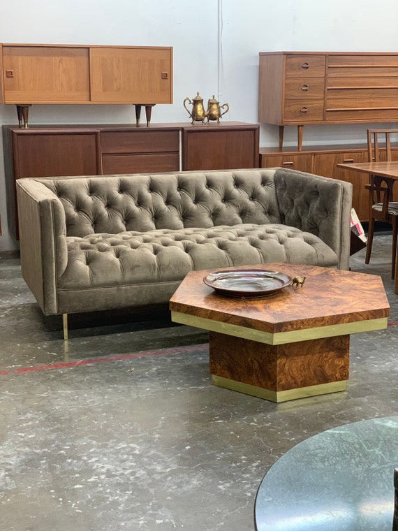 1980s Vintage Art Deco Style Tufted Sofa
