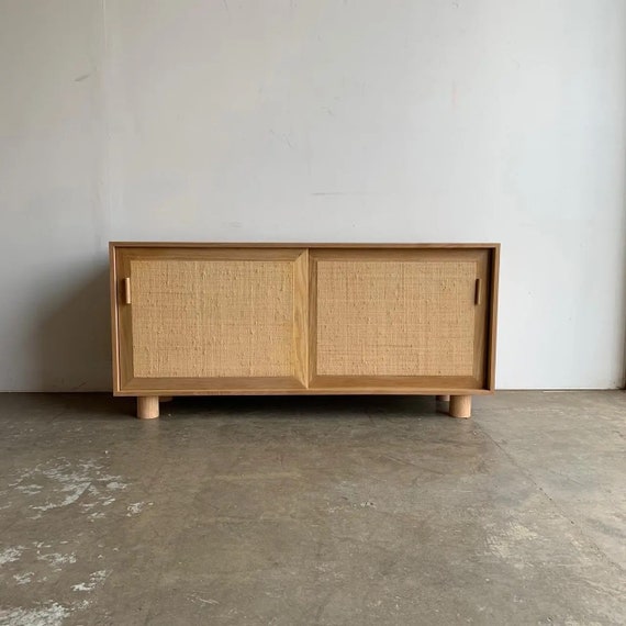 White Oak Credenza With Cane Doors Etsy UK