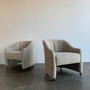 Tweed Club Chairs on Casters Sold Separately image 2