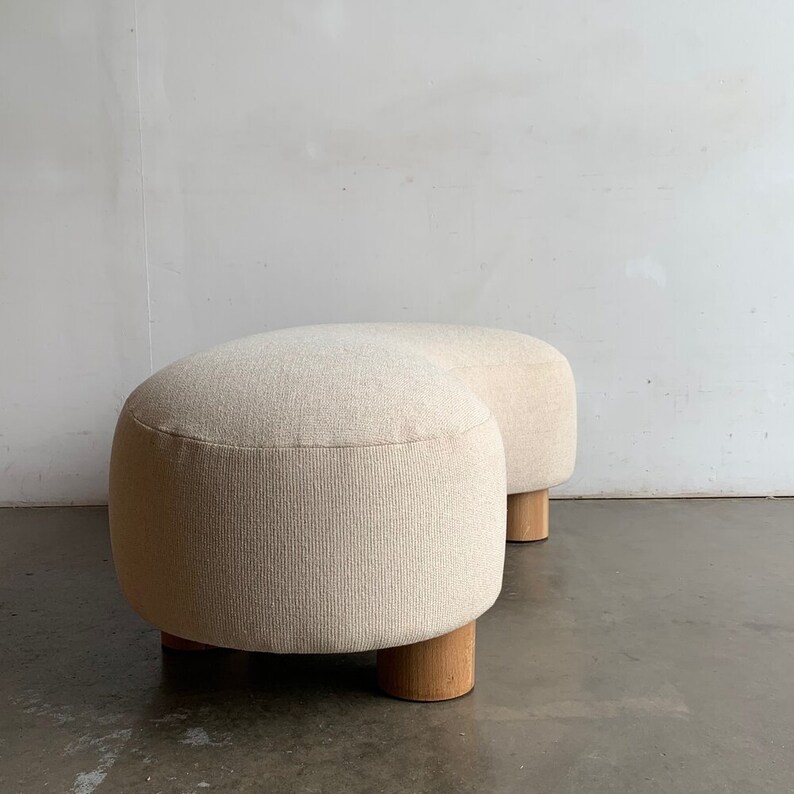Kidney Ottoman with Oak Legs Etsy