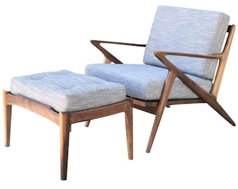 Mid Century Modern Lounge Chair and Ottoman- Customizable