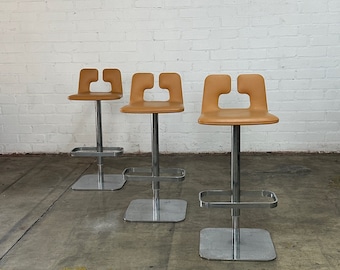 Poltrona Frau Leather Bar Stools- Set of three