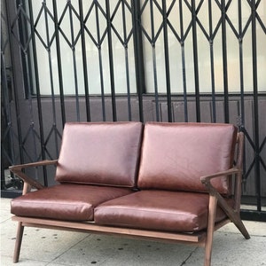 Custom Z Loveseat in Merlot Leather image 2